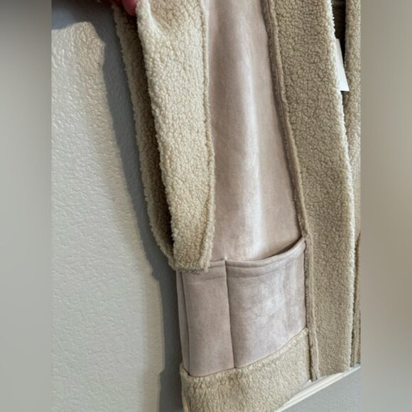 NWT Entro Emma Fur Jacket blush pink suede vest size Large - Picture 3 of 7